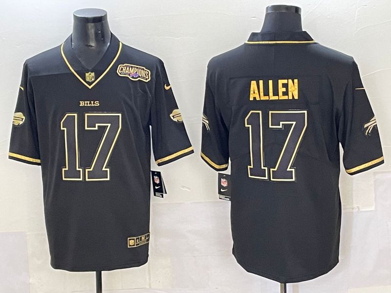 Men 2025 Buffalo Bills 17 Allen Black Gold Nike Limited NFL Jersey style 7223